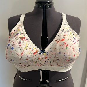 NWOT Cacique no-wire splatter paint rainbow bra, size 48D